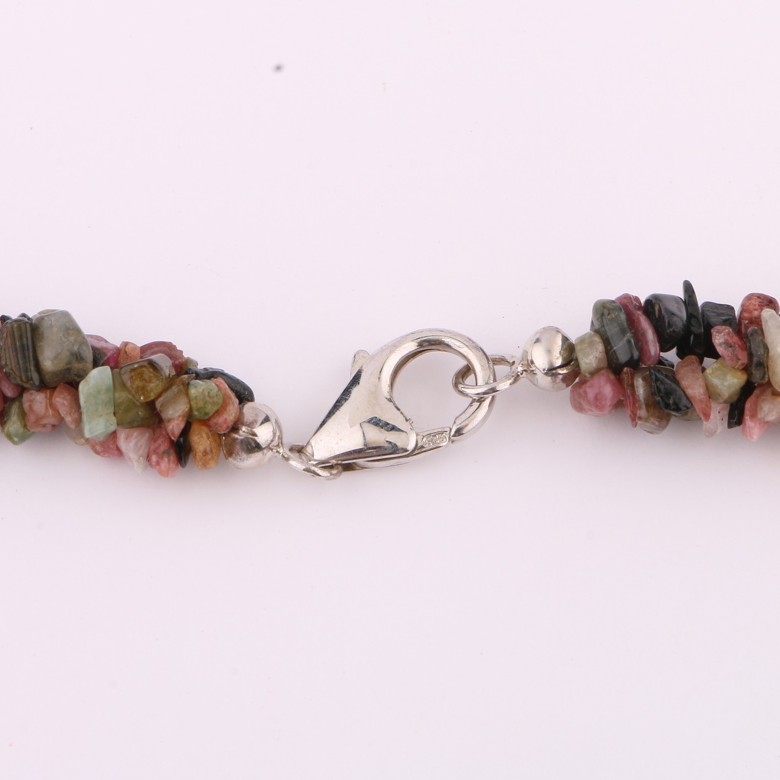 Natural Multi Tourmaline Uncut Chip Necklace 46cm 925 Sterling Silver Rhodium