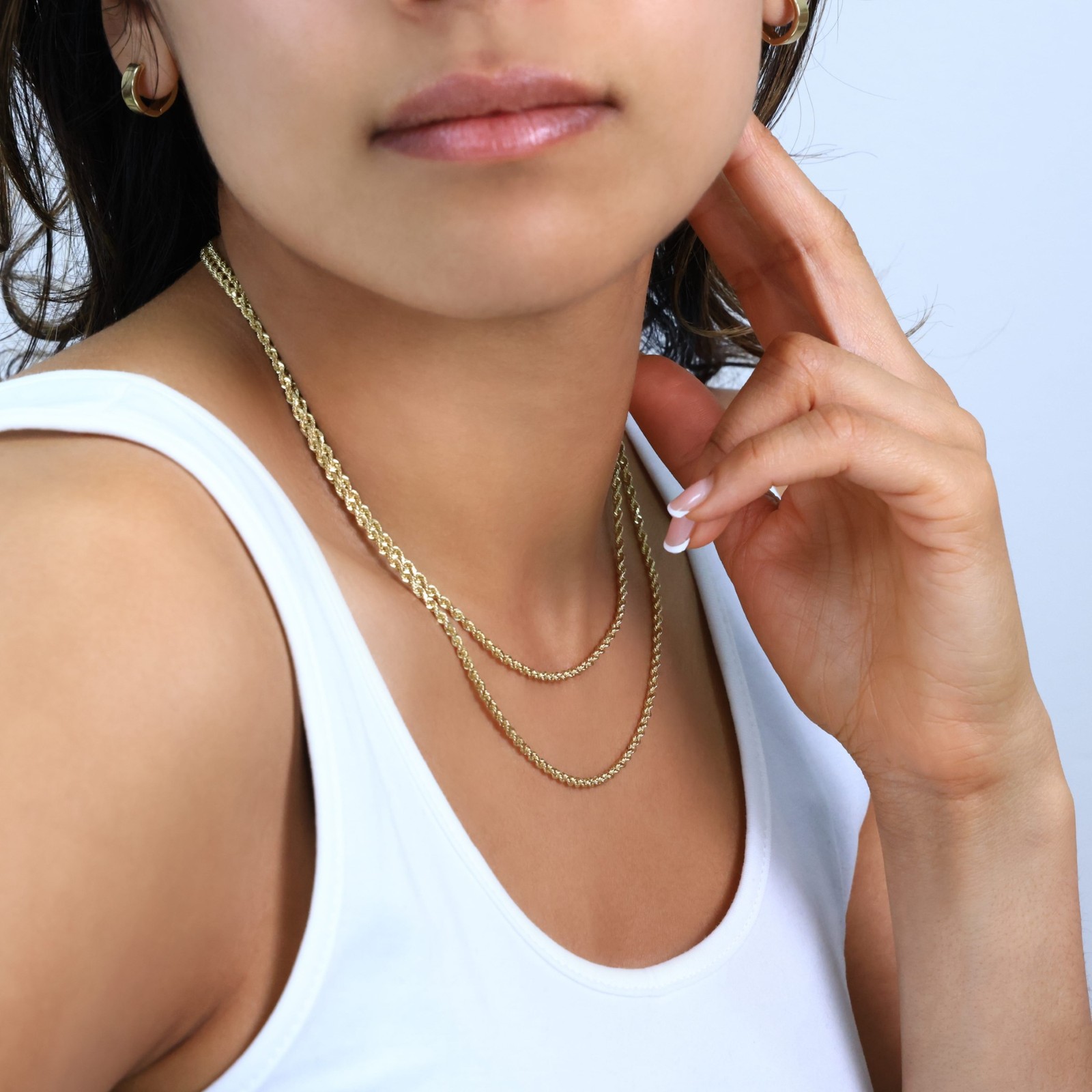 18K Yellow Gold Solid Mens 2.5mm Diamond Cut Rope Chain Italian Necklace 24″