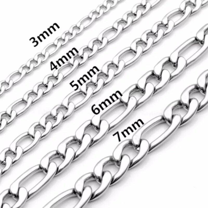 2-9mm Men Womens 316L Stainless Steel Silver Twist Curb Link Chain Necklace
