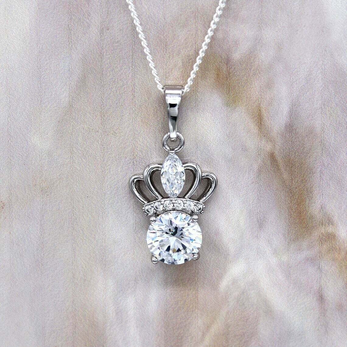 2.50 Ct Round Cut Diamond VVS1/D Pendant With Free Chain 14K White Gold Finish