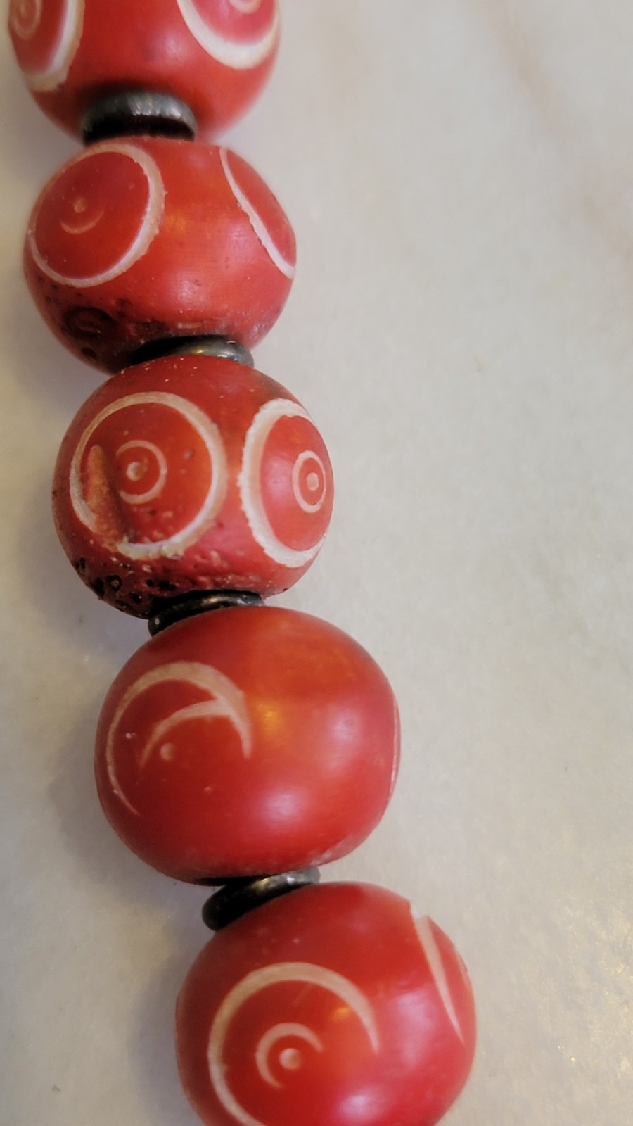 Tibetan Ghau Prayer Box Amulet Necklace Red Coral Hand-Carved Spiral Beads
