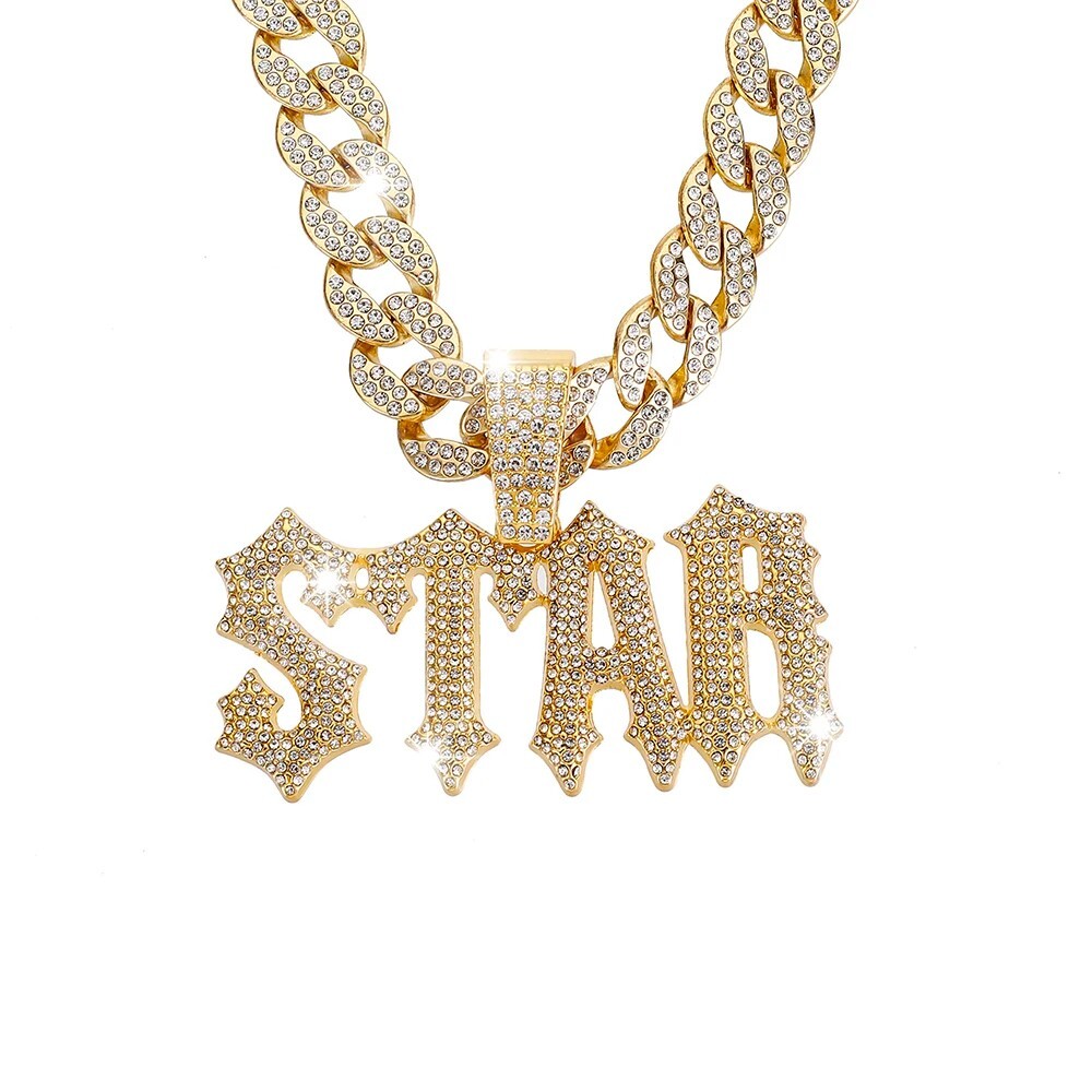 Hip Hop Iced STAR Pendant Necklace 13mm Miami Cuban Chain CZ Fashion Jewelry NEW