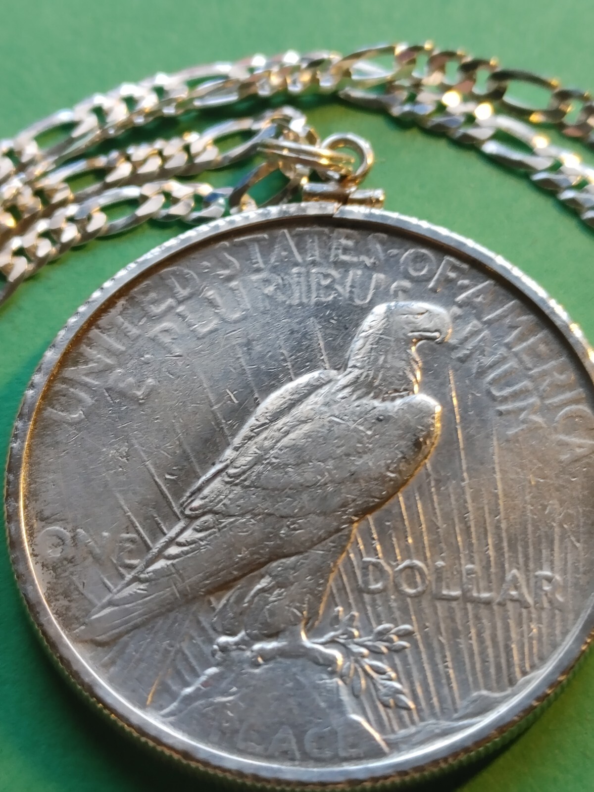 1922 Peace Liberty 900 SILVER DOLLAR Pendant 22″ 925 STERLING Chain & GIFT BOX