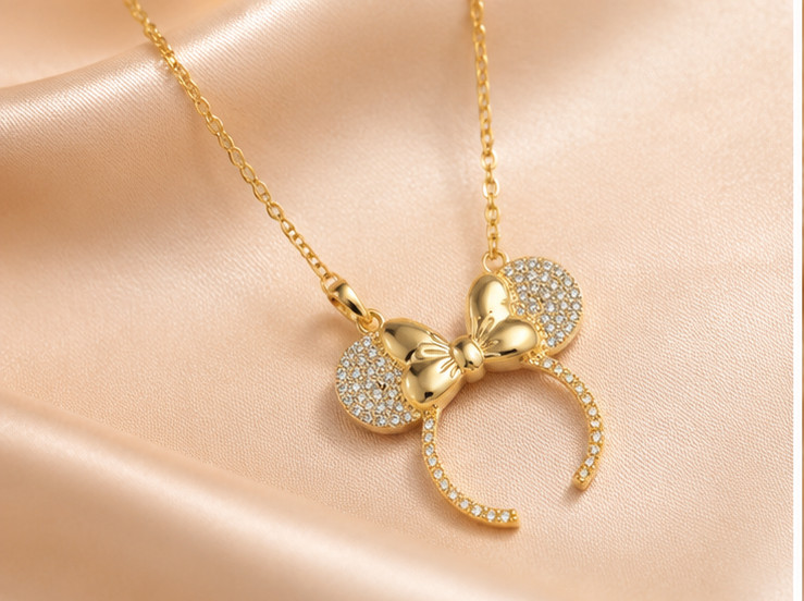 2ct Simulated Diamond Engagement Women Mikey Mouse Pendant 14kYellow Gold Plated