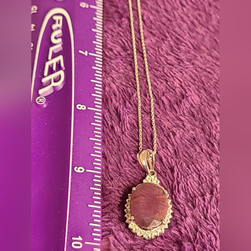 Lab Created Ruby White Topaz Gemstone Sterling Silver Pendant, NEW!