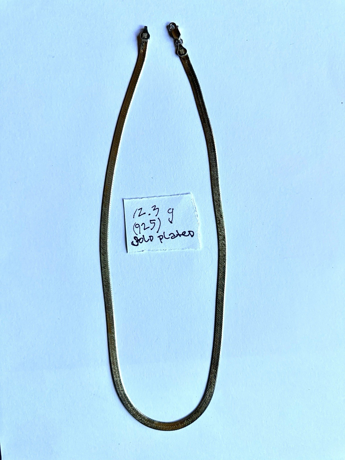 925 Sterling Silver Gold Plated Italy Herringbone Chain Necklace, 20 in, Lobster
