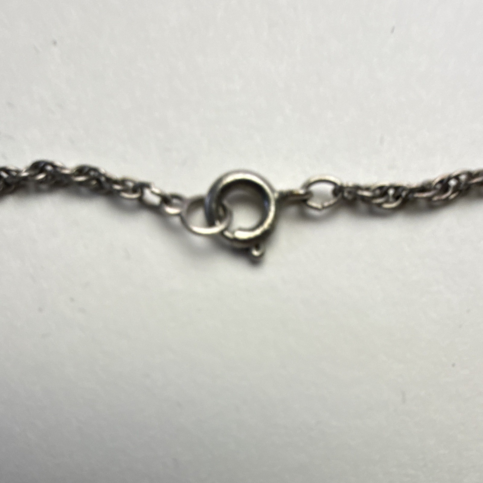 Silver Tone Clear Rhinestone Round Bezel Charm Pendant Rope Necklace Spring Ring