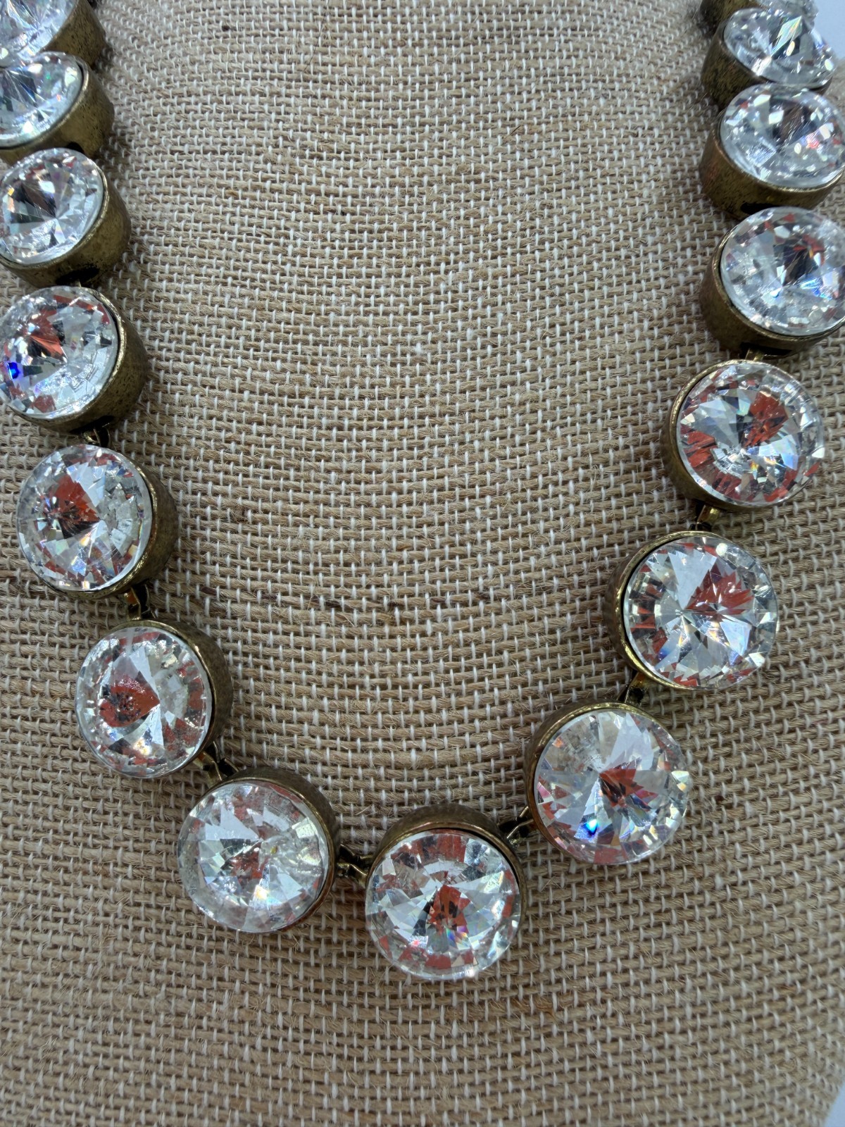 J. Crew Brulee Necklace Heavy Clear Crystal 20 Inches Unsigned