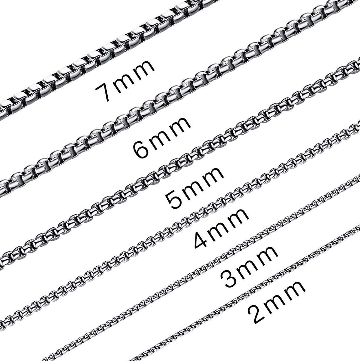 Square Rolo Chain Necklace Stainless Steel Round Necklace for Men &