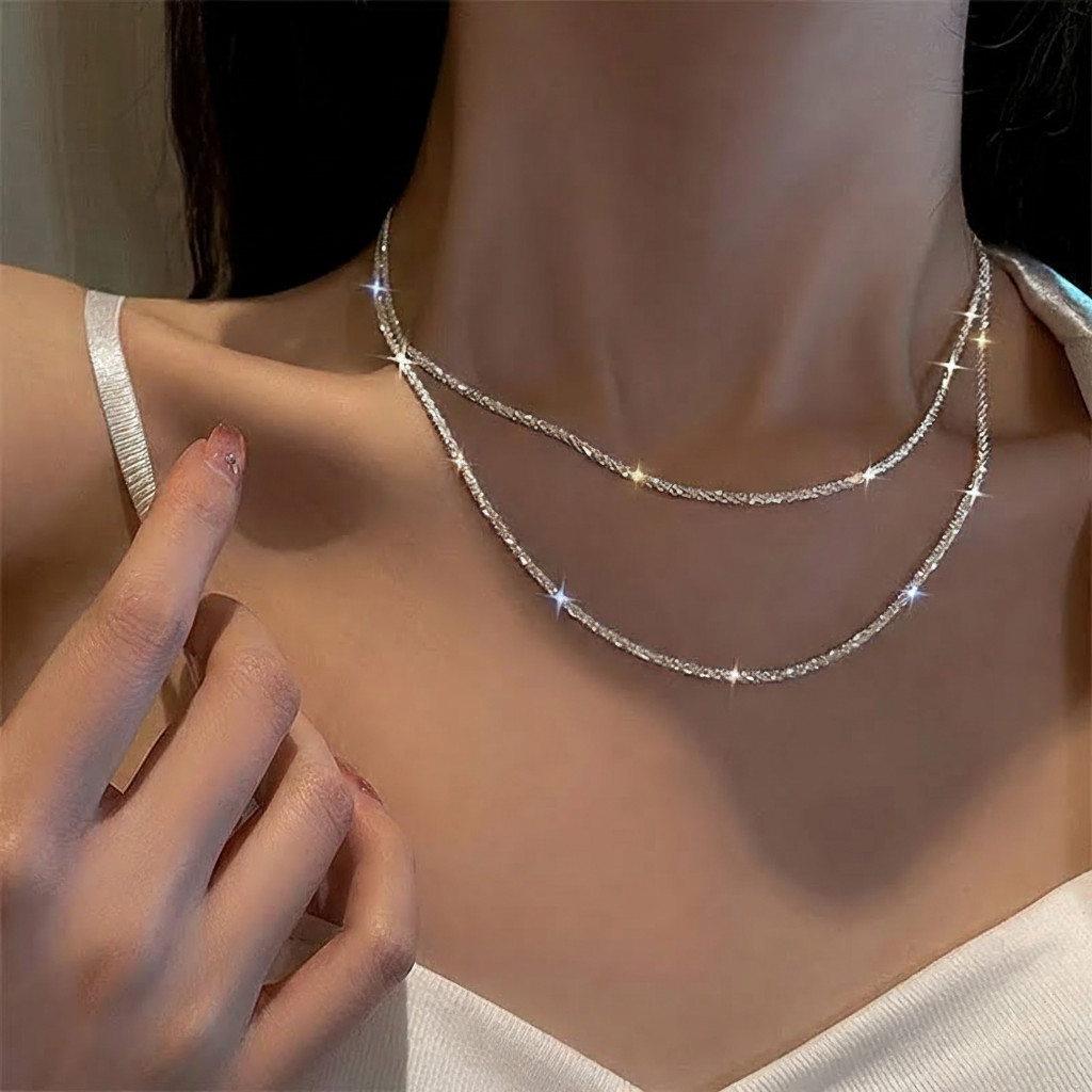 Collar Plata 925 40-75cm Brillante Elegante Regalo Aniversario Mujer Pareja