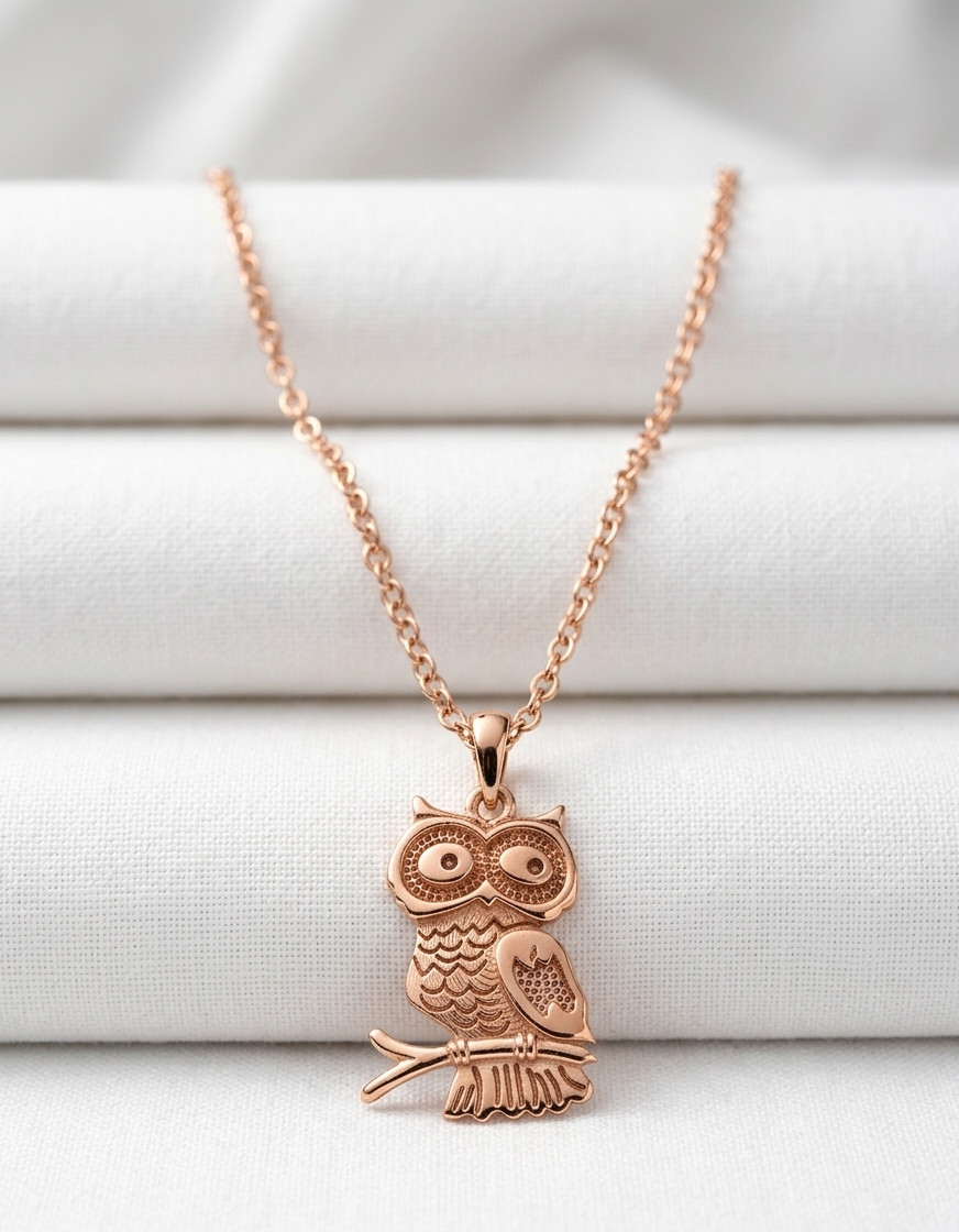 Pure Brass Crafted Unique Owl Design Pendent Design Gold And More With Chain