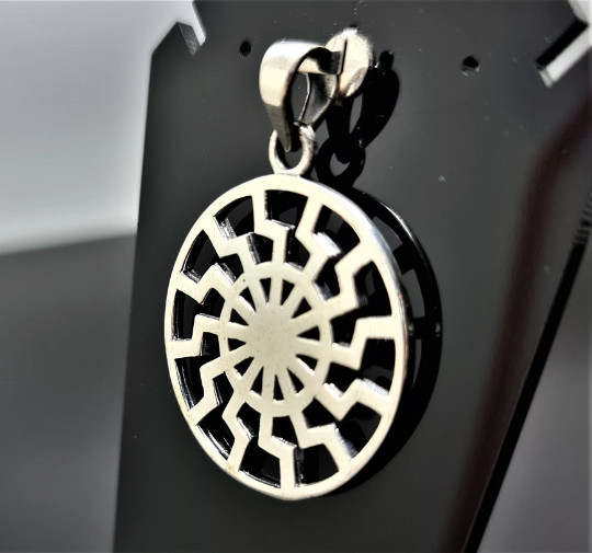 Sun Wheel Pendant 925 Sterling Silver Black Sun Occult Esoteric Talisman Viking