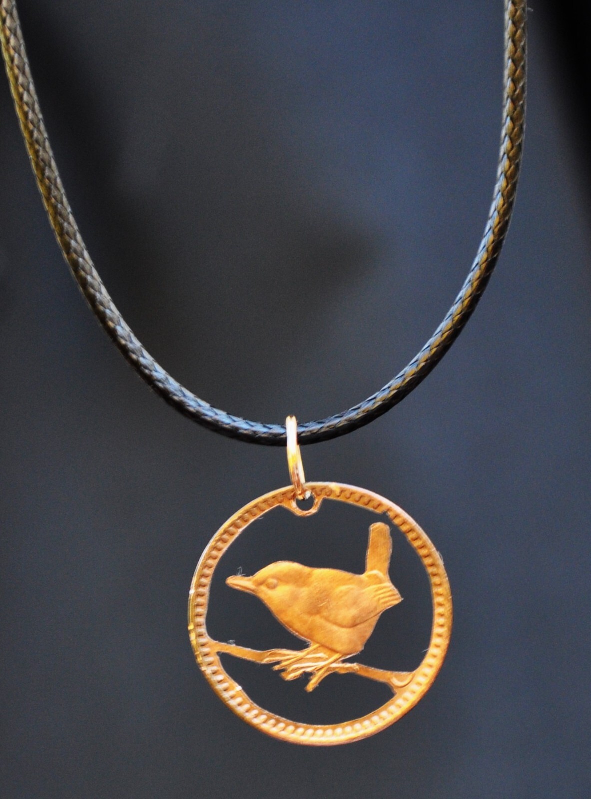United Kingdom Wren Cut Coin Pendant Necklace