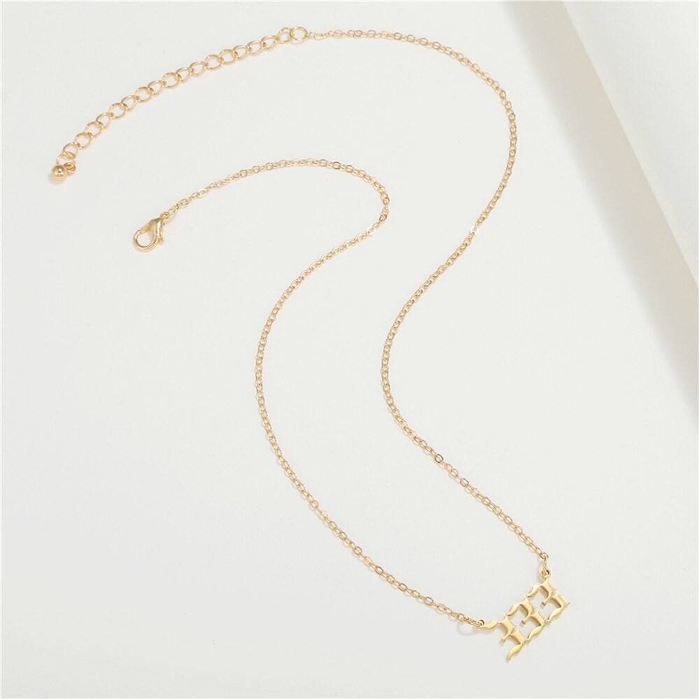 Gold 333 Angel Number Necklace, Jewelry Charms Minimalist Stainless Steel