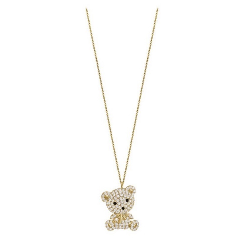 18K Gold Plated Cute Teddy Bear Pendant Necklace for Women
