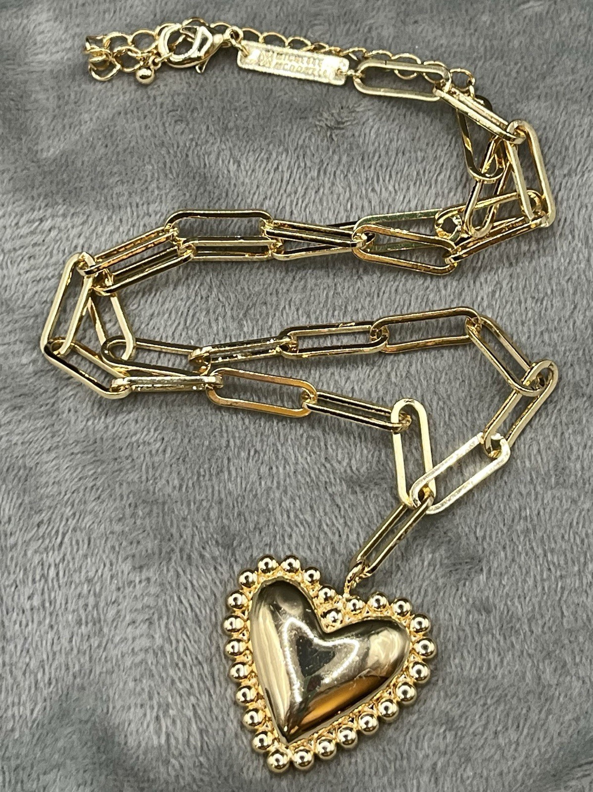 Modern stackable Michelle McDowell 18k Gold Plated Heart necklace 19” NWOT