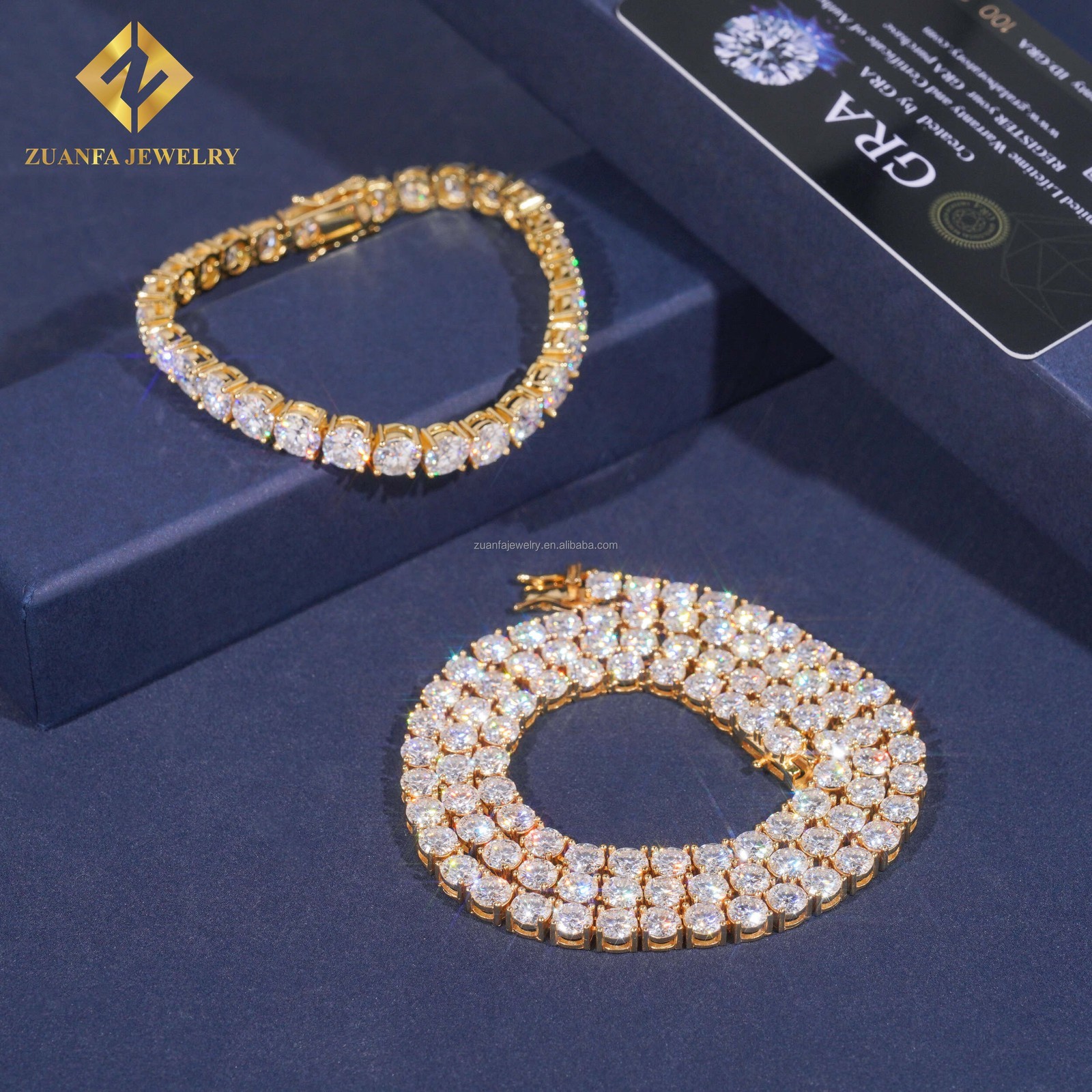2-6.5mm D Color VVS Moissanite Tennis Chain Necklace Bracelet Gift S925 Silver