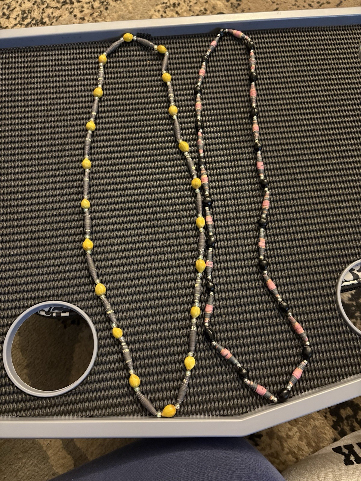 2 Necklaces 14 Inch with Small And Large Round Beads and Tube Shaped Beads