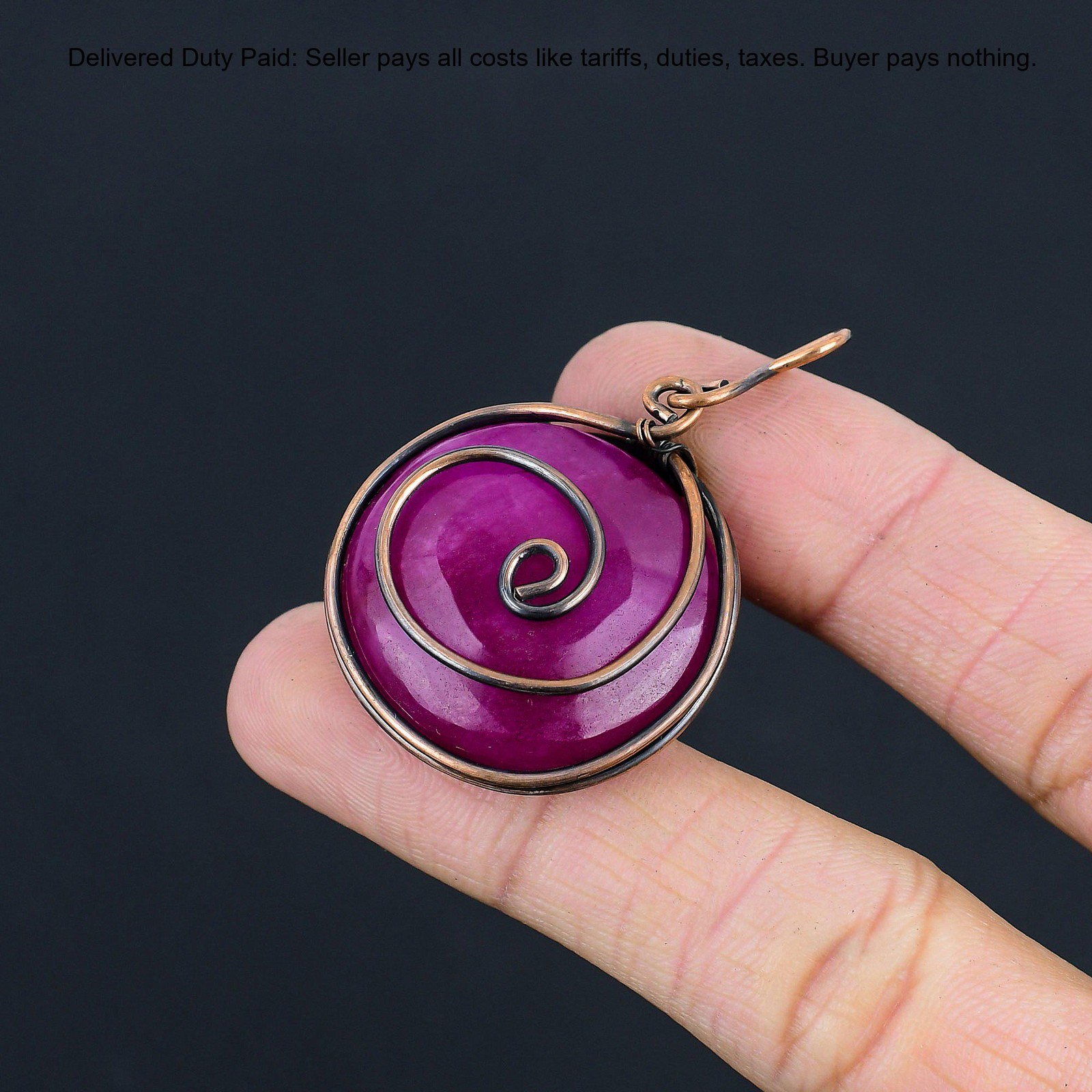 Natural Kashmir Rubi Copper Boho Wire Wrapped Daughter Artisan Birthday Pendant