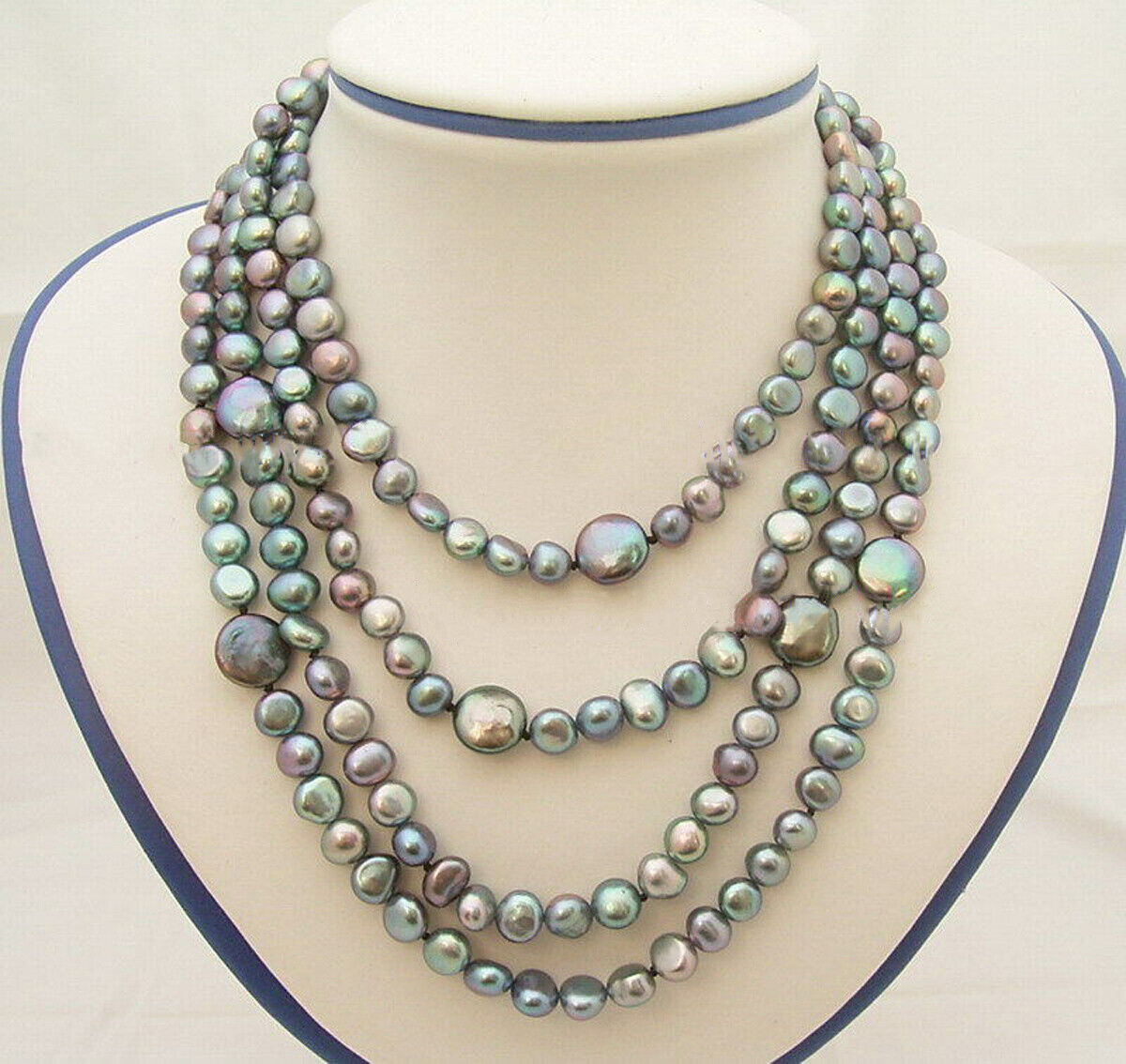 Real Natural 8-9MM Black Freshwater Baroque Coin Pearl Long Necklaces 48-64″