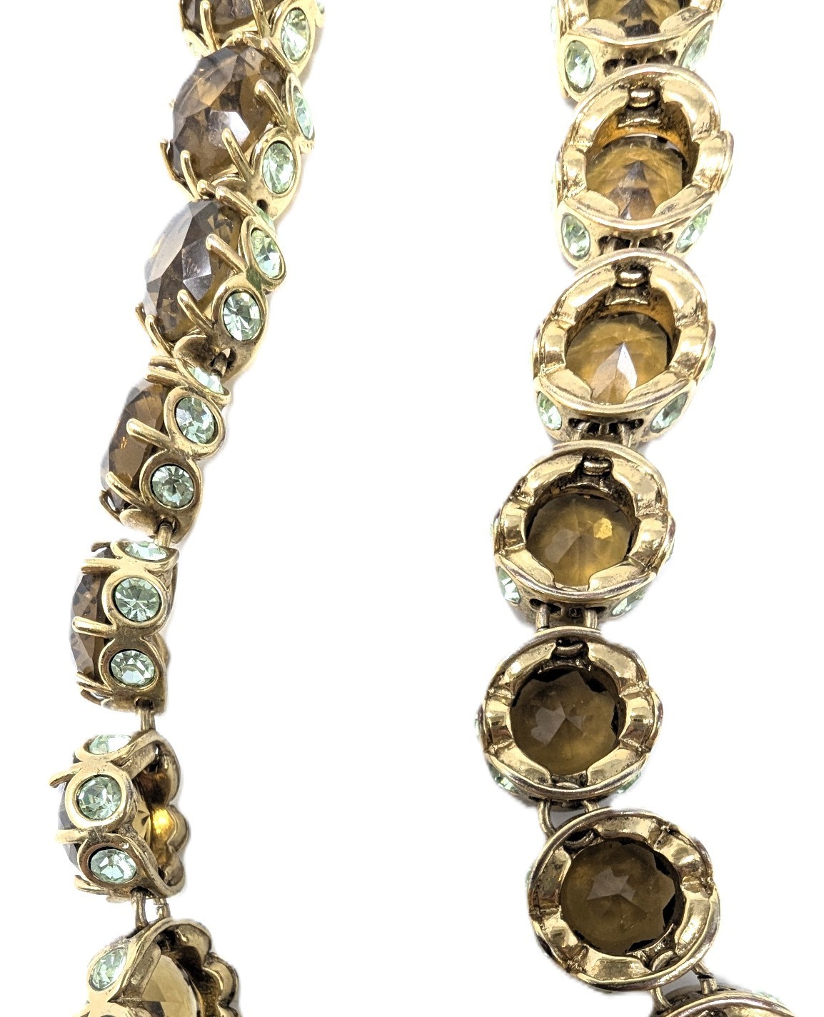 MINT J Crew Rivoli Rhinestone Statement Necklace Amber Green Gold