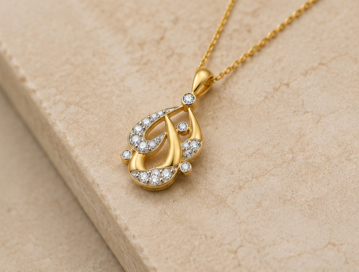 1.00Ct Round Cut Moissanite VVS1 Women Pendant Necklace 14K Yellow Gold Plated