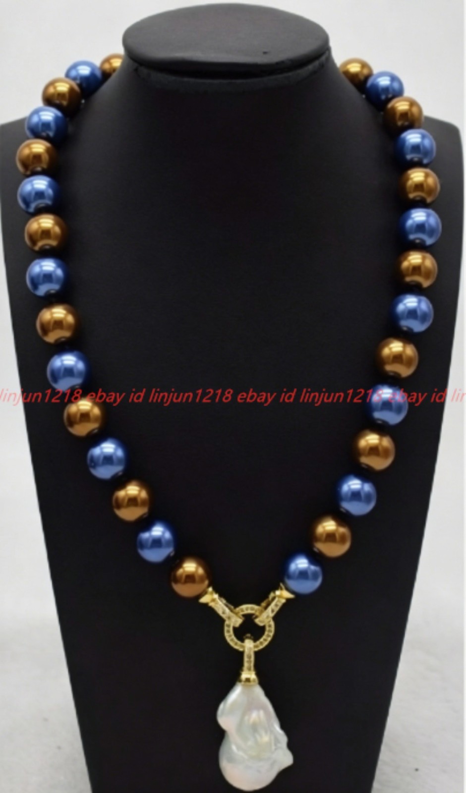 Pretty 8/10/12mm Brown Shell Pearl White Baroque Pearl Pendant Necklace 16-28in