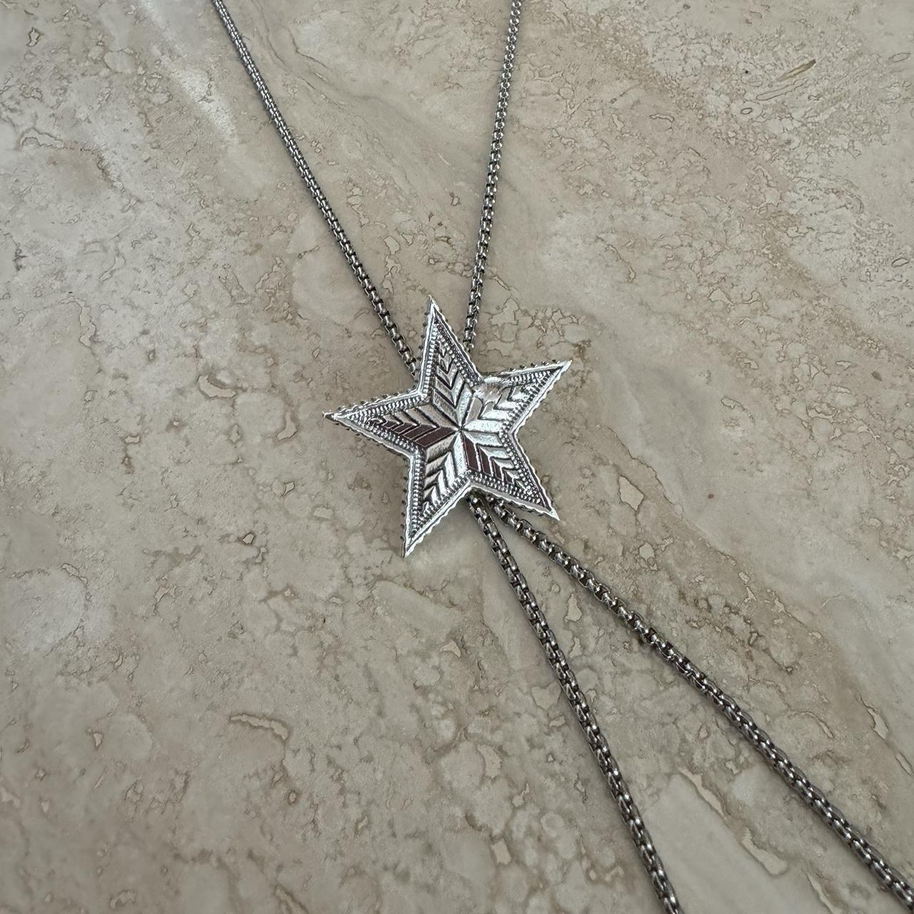 Silver Star Bolo Tie Chain Necklace