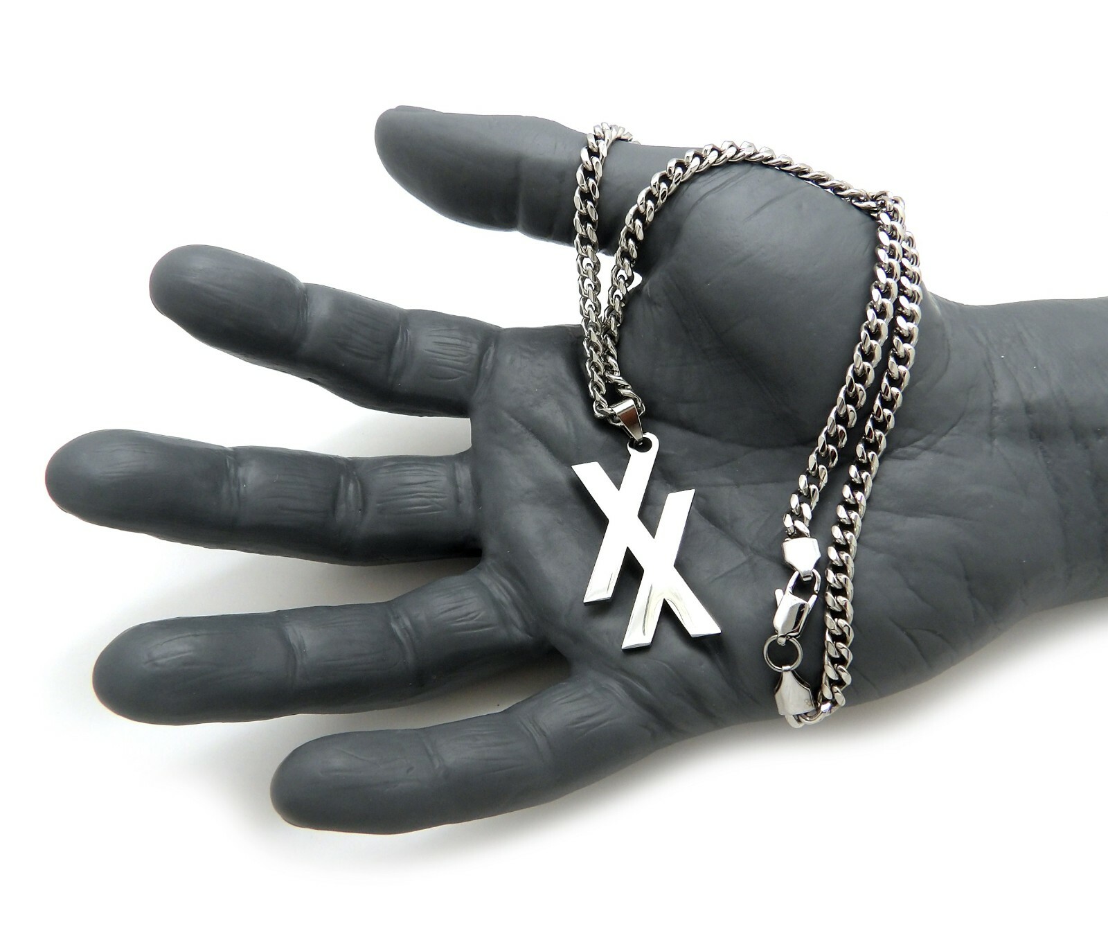MGK XX PENDANT 18″ 20″ 24″ BOX CUBAN ROPE STAINLESS STEEL CHAIN HIP HOP NECKLACE