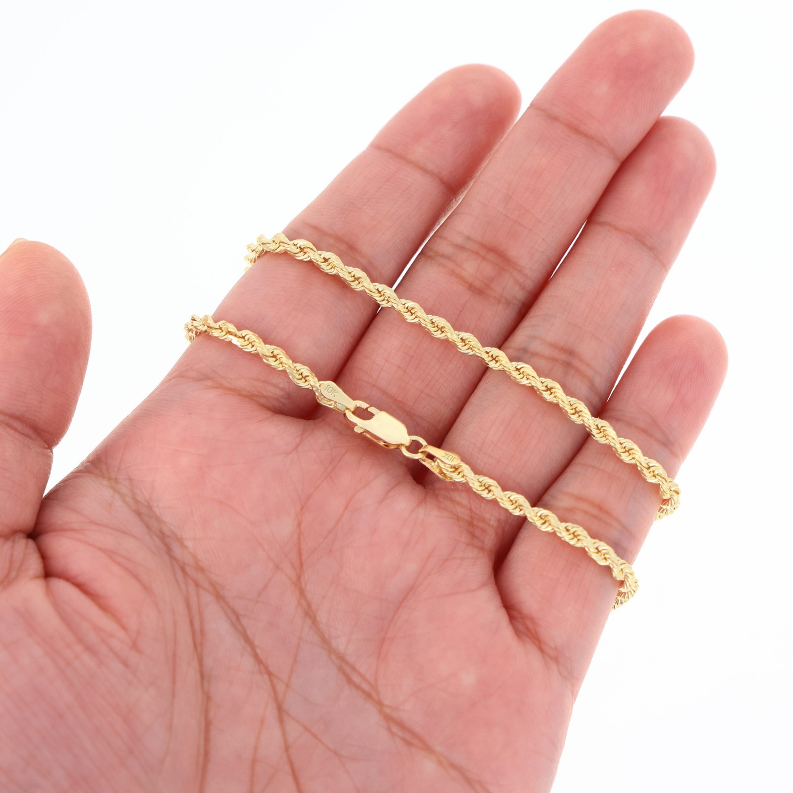 10K Yellow Gold 2mm-7mm D/C Rope Chain Bracelet Men Women 7″ 7.5″ 8″ 8.5″ 9″