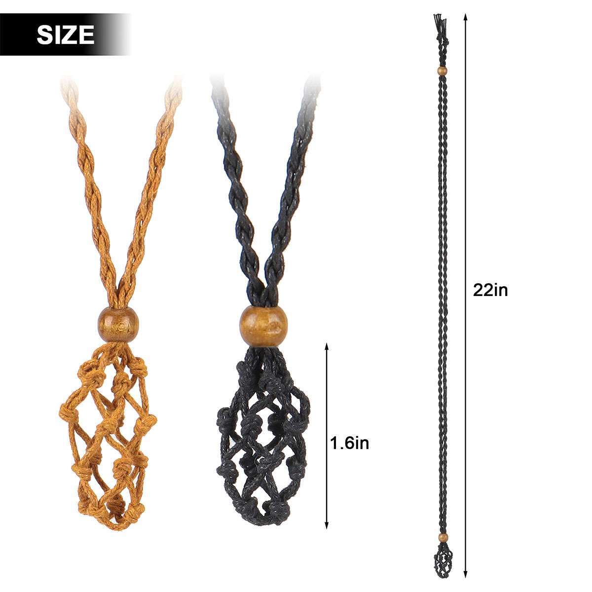 Crystal Holder Cage Necklace Set Stone Holder Necklace for Crystals Cord Net