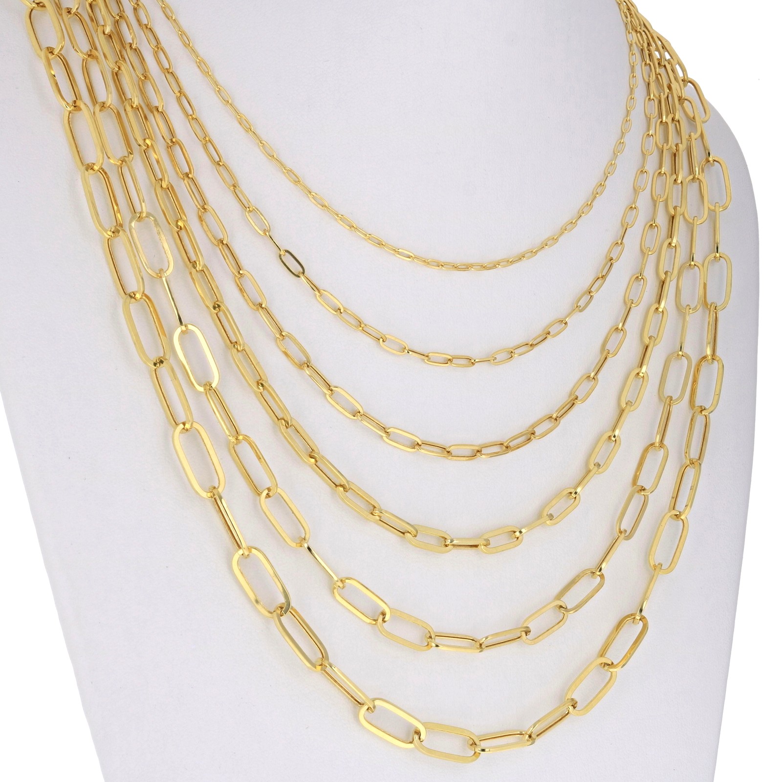 10k Yellow Gold Paperclip 2mm-7mm Chain Cable Rolo Necklace Mens Womens 16″-24″