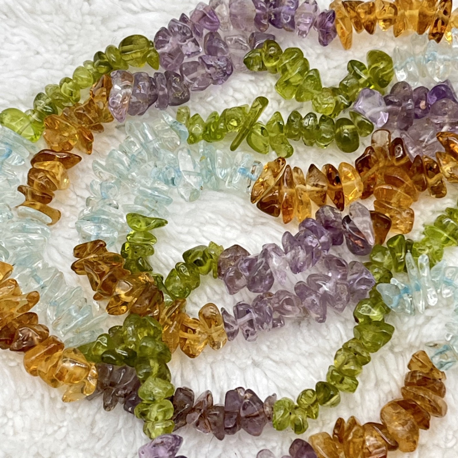 Vintage Gemstone Chip Necklace Multicolor Spring Colors Fairycore 30″