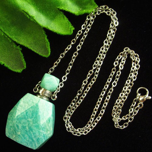 34x22x17mm Hemimorphite Charm Essential Oil Diffuser Bottle Pendant C1875