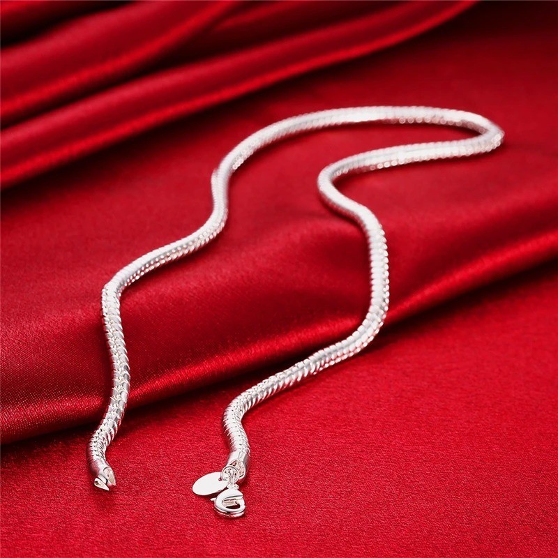 Hot 925 Sterling Silver 3mm Snake Chain Necklace Women Man Party Jewelry