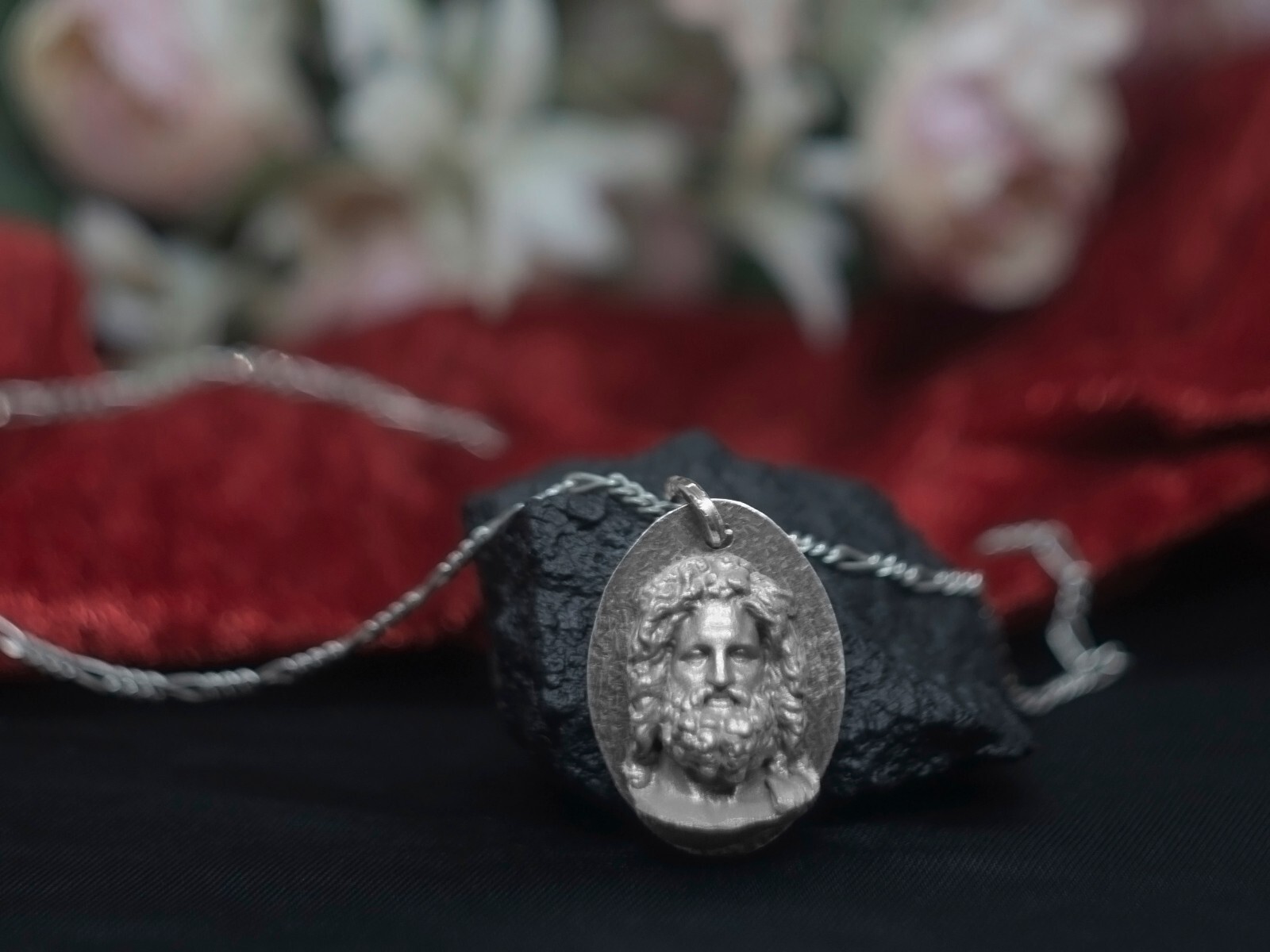 Zeus Otricoli Silver Necklace, Jupiter Statue Charm, God the Father Pendant Gift
