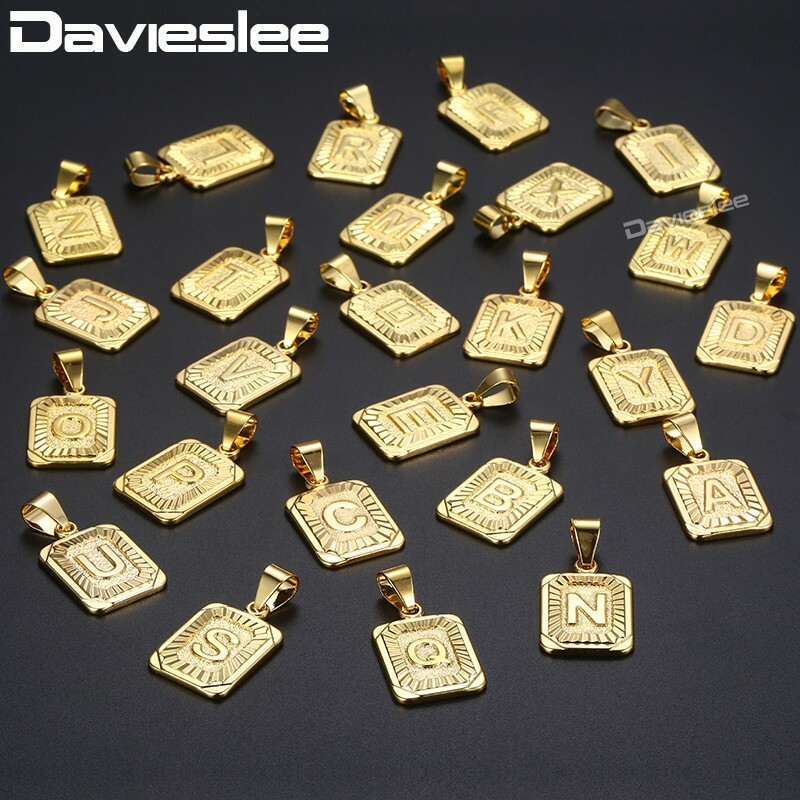 26 Letters Initial A-Z Necklace 14k Gold Plated Pendant Box Chain Choker 16-30″