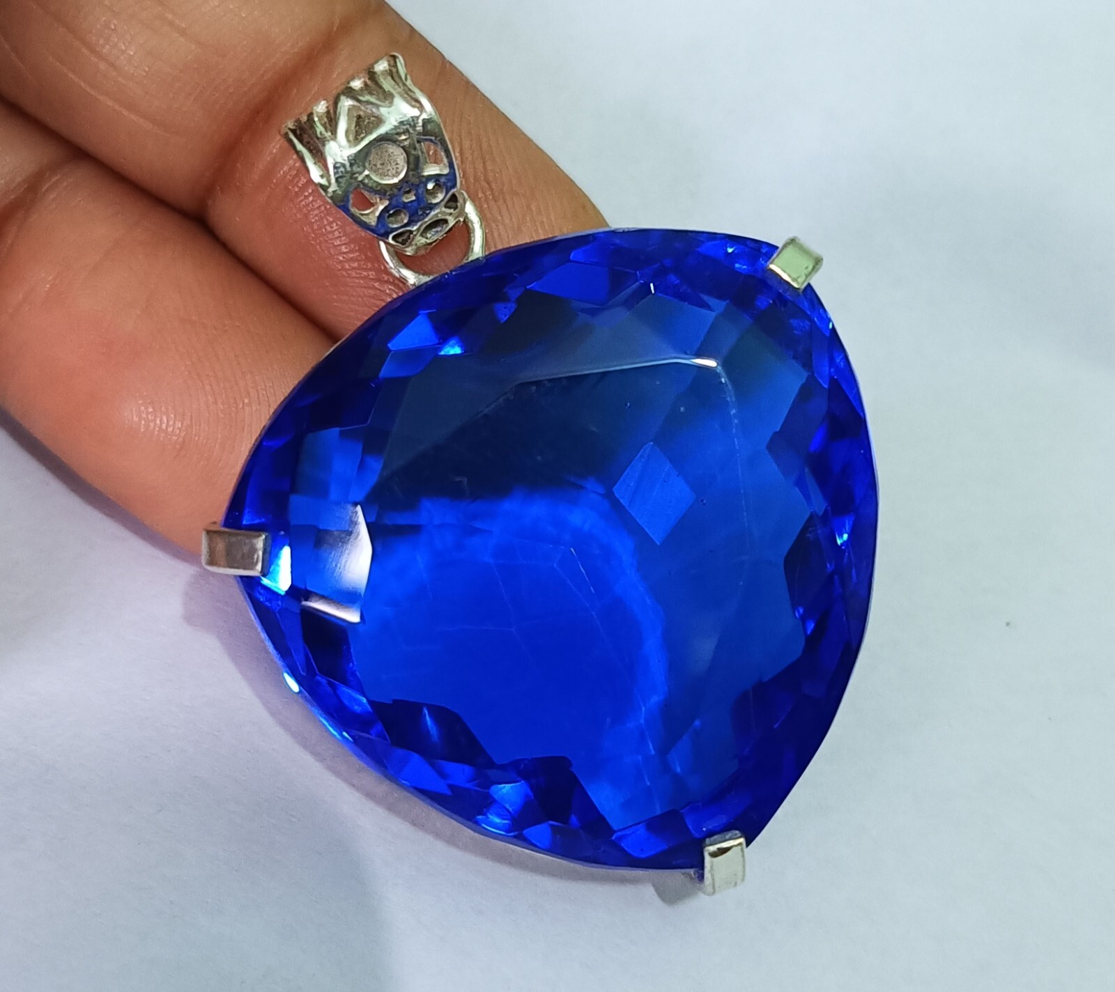 Blue Trillion Topaz Pendant EGL Certified Natural 137.25 Ct Gift For Loved Ones.