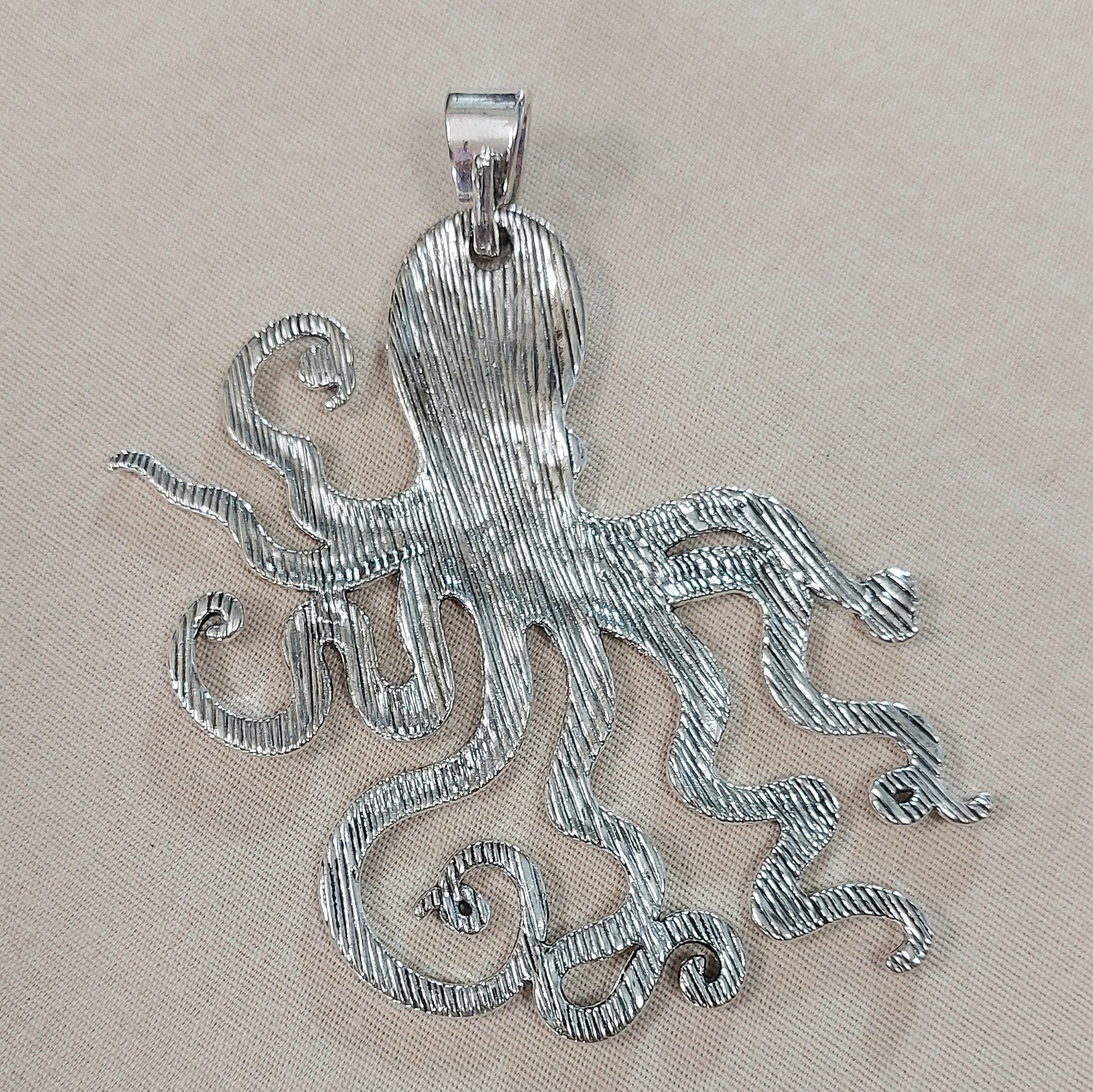 Silver Boho Octopus Squid Necklace Pendant