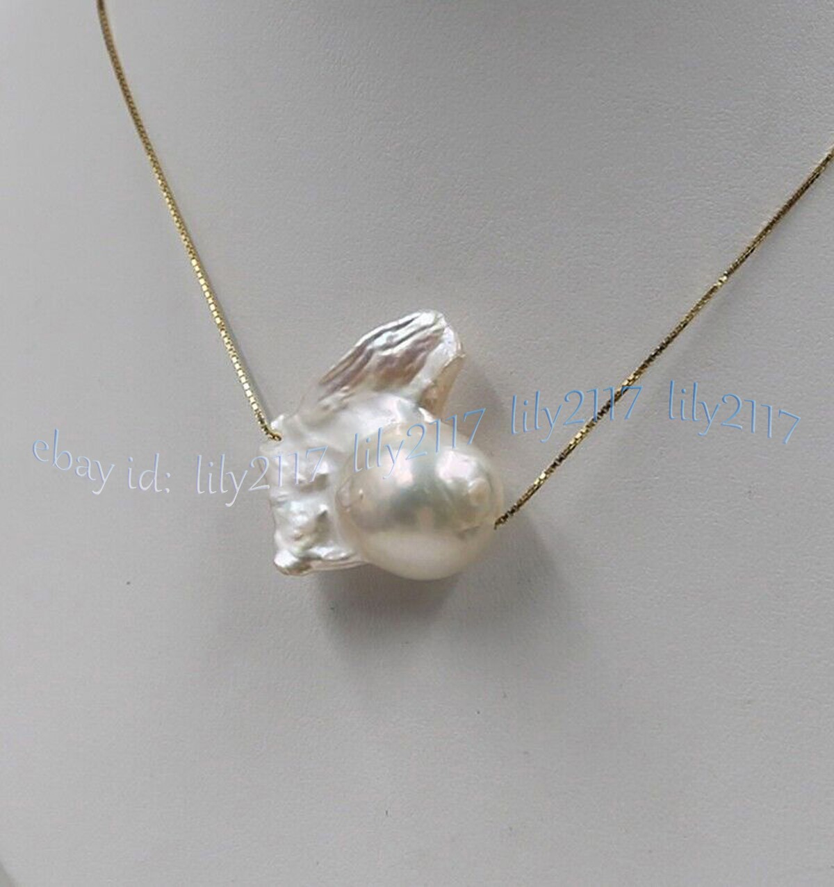 Huge 17-25mm Natural White South Sea Baroque Keshi Pearl Pendant Necklace 18inch