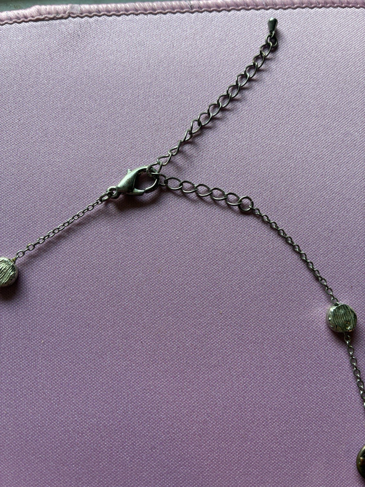 Silver-Tone Station Cable Chain Necklace Bezel Multicolor Round Glass Adjustable