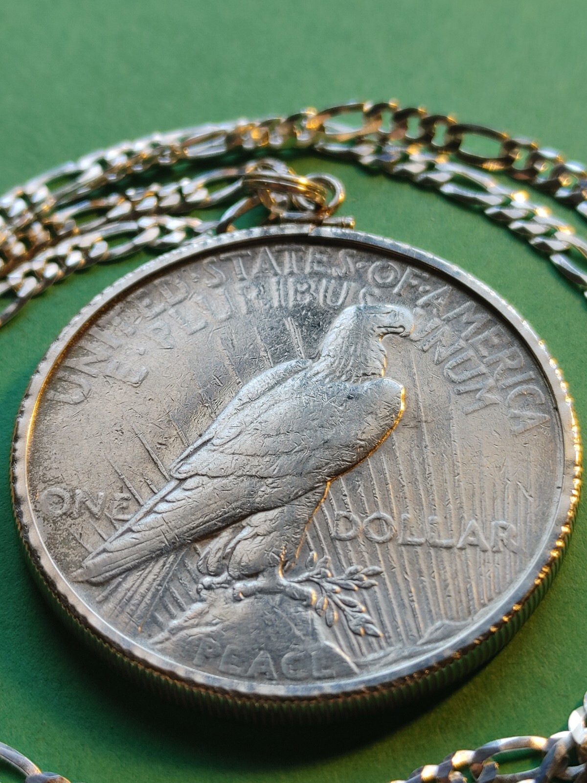 1922 Peace Liberty 900 SILVER DOLLAR Pendant 22″ 925 STERLING Chain & GIFT BOX