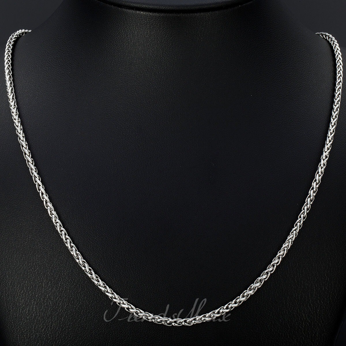3MM Mens Womens Wheat Link Chain Stainless Steel Necklace 18/20/22/24inch