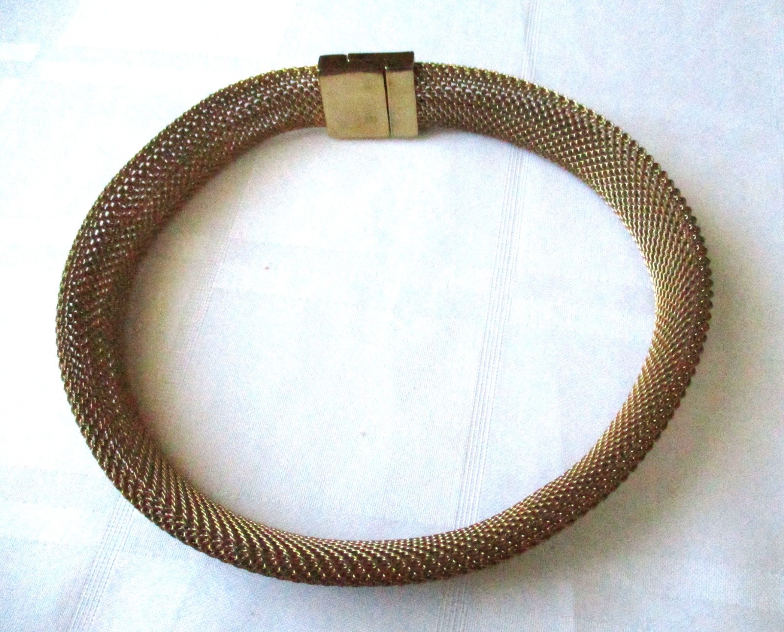 LRL Lauren Ralph Lauren Gold Plated Chunky Mesh Collar Choker Band Necklace VTG