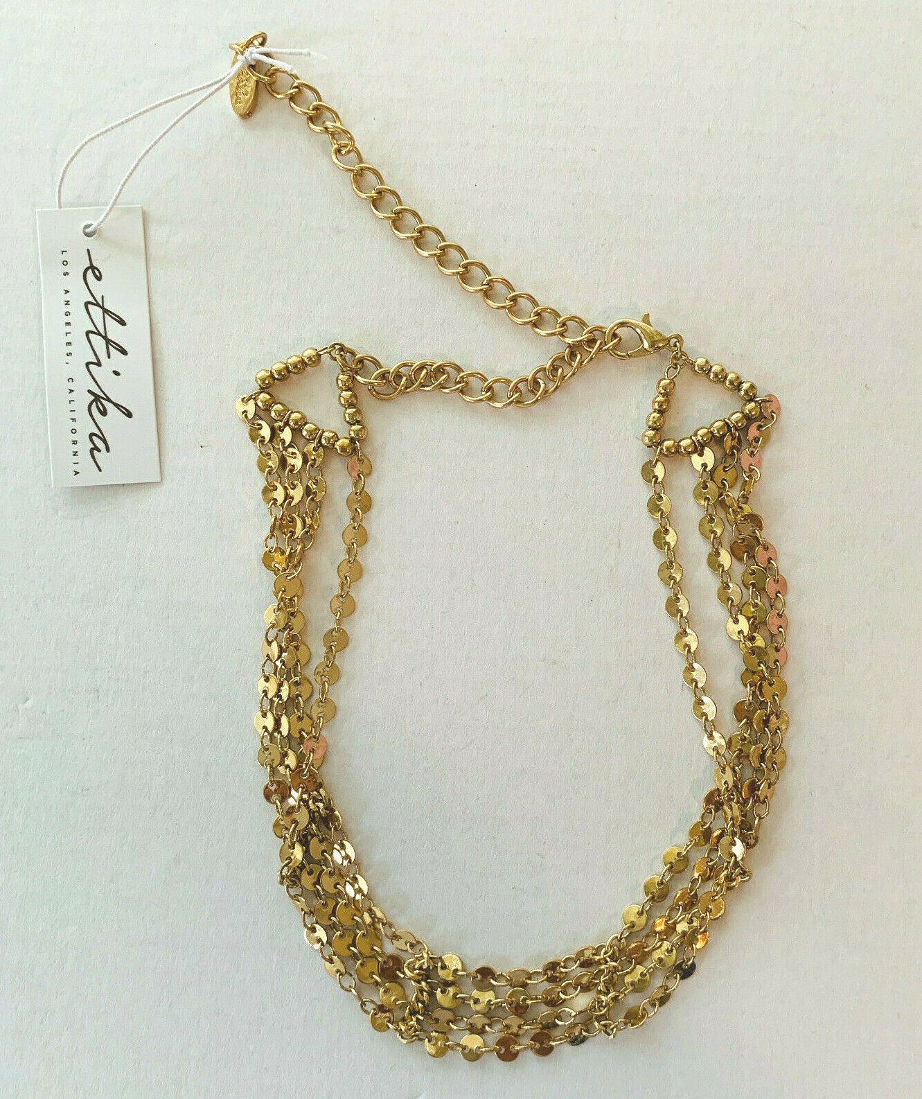 16″ Ettika Four Multistrand Gold-Tone Choker Style Necklace with Round Discs