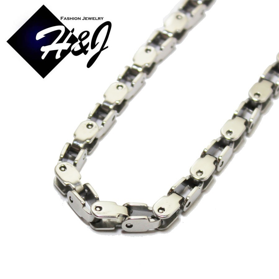 24″MEN’s Stainless Steel 5mm Silver Box Bike Chain Necklace Cross Pendant*SJ