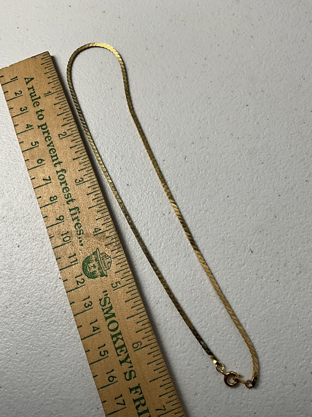 16″ Gold Tone Herringbone Chain Necklace Fashion Jewelry Spring Ring Clasp