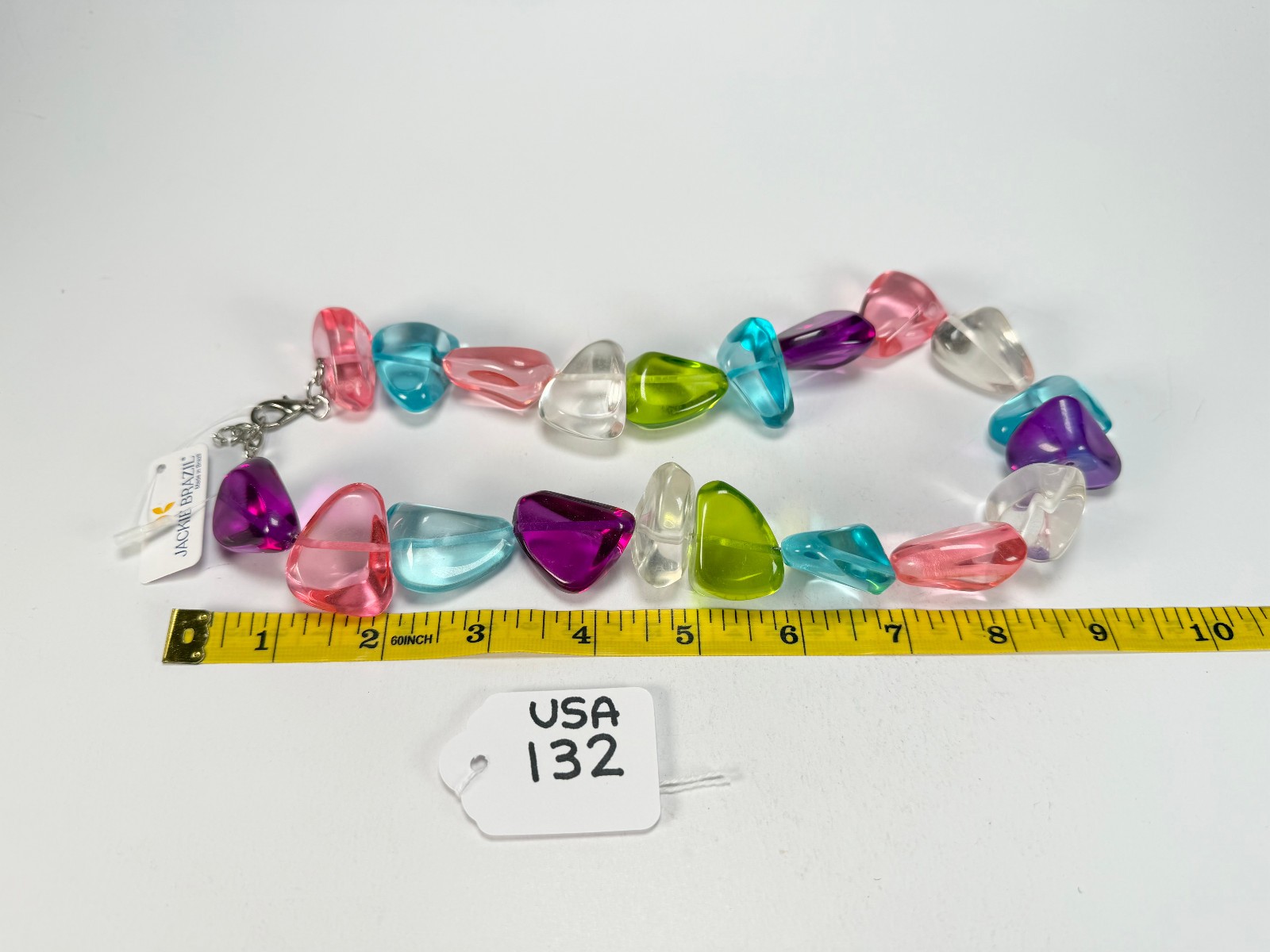 Jackie Brazil “Diamonds” Transparent Paris Mix Flintstone Bone 55cm Necklace