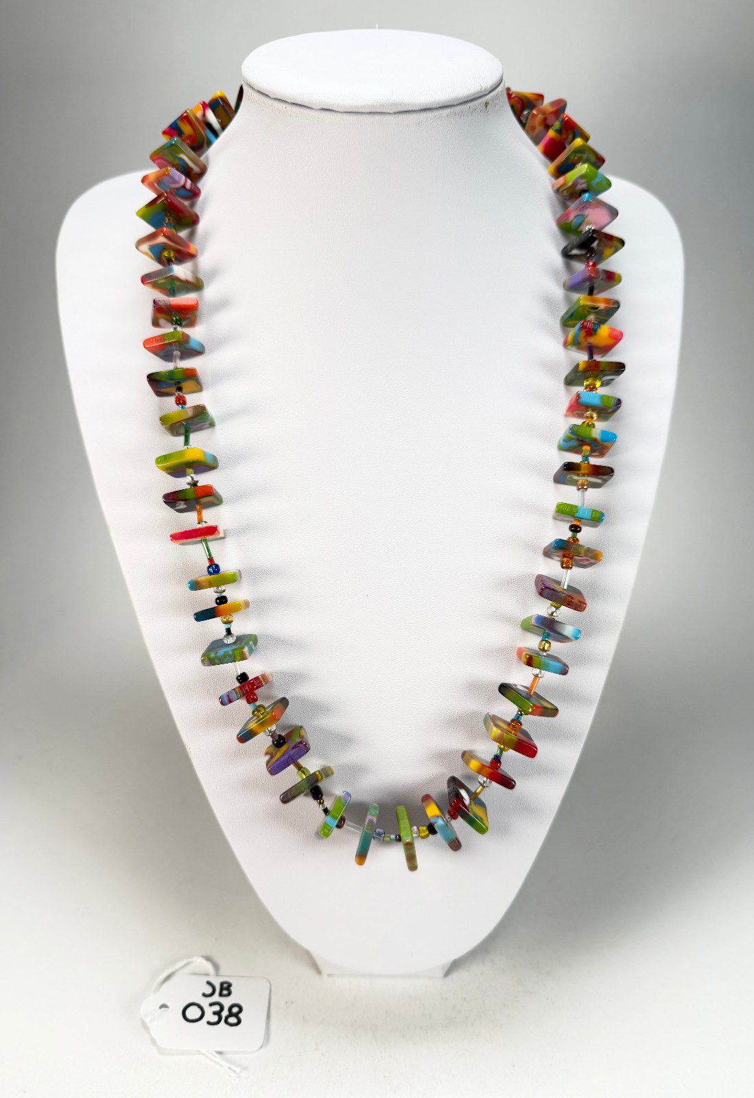 Jackie Brazil “Africa” Kandinsky Liquorice Squares & Beads 70cm Necklace (N0009)