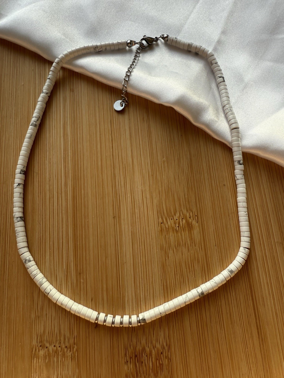 Men’s Howlita natural stone stainless steel handmade health strong Necklace